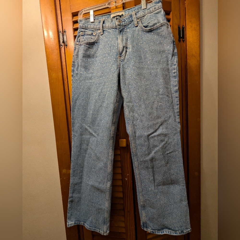 Abercrombie & Fitch The Baggy Low Rise Jeans Blue Size 27/4s Curve Love - Picture 6 of 9